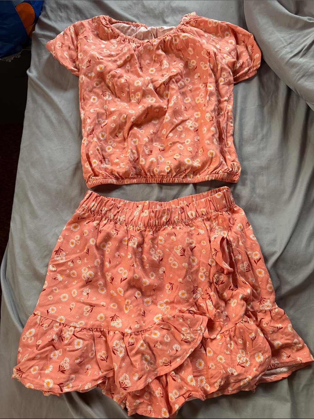 Cat & Jack Coral Floral Two-Piece Top and Skirt Set